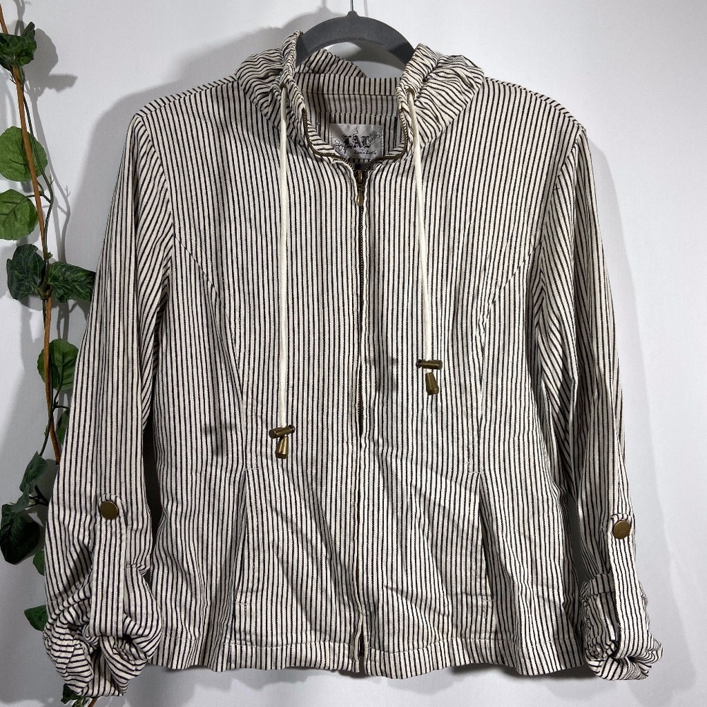 Live a Little Black and White Striped Light Jacket